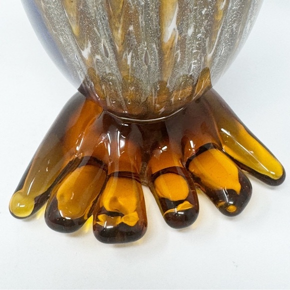 Vintage Art Glass Penguin, Cobalt Blue Gold Striped Handblown - Picture 7 of 12